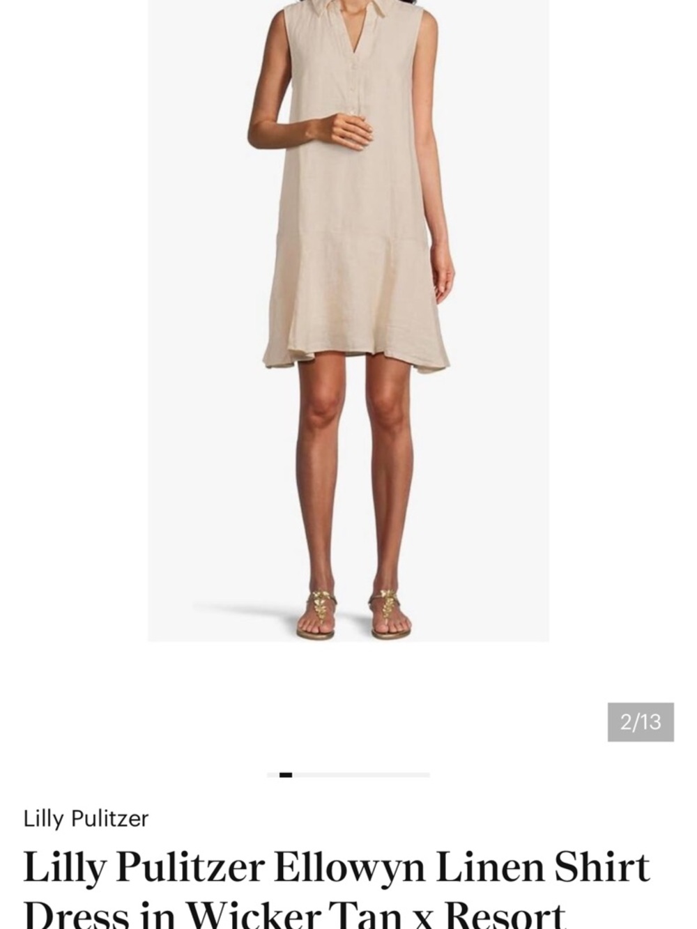 Lilly Pulitzer Ellowyn Linen Shift Dress in Wicker Tan